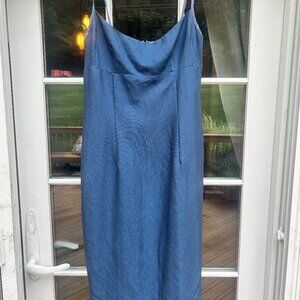 Vintage Blue Nanette Lepore Strappy Linen Sheath Dress, Size 6